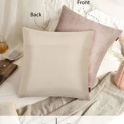 Tesmare Beige Set of 2 Abstract Velvet Square Cushion Covers image 4