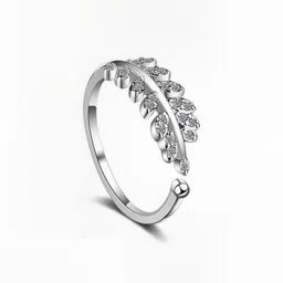 J.S ENTERPRISES Unisex Silver-Toned Stainless Steel Leaf Design Finger Ring-picture-31