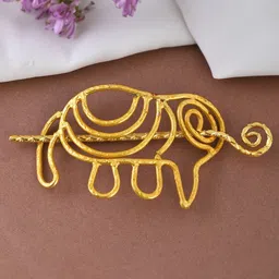 Silvermerc Designs Women Golden brass metal hair barrette with stick-image-52