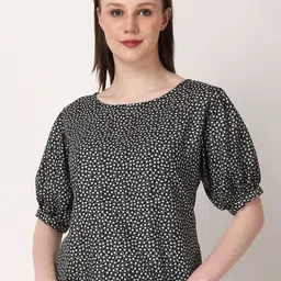 SZN Geometric Print Puff Sleeve Top-image-54