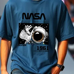 ausk Men Printed Round Neck Cotton Blend Dark Blue T-Shirt-picture-35