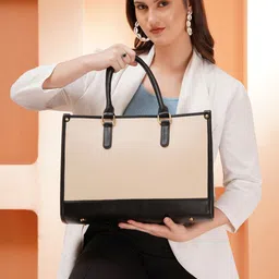 ALL ABOUT HER Day To Day Textured Structured Laptop Tote Bag image 3