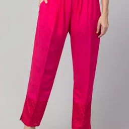fambee Women Relaxed Pink Viscose Rayon Trousers-picture-22