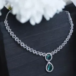 Joy of Jewels Silver-Plated Brass American Diamond Necklace & Earrings-picture-25