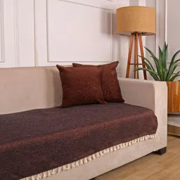 STITCHNEST Copper-Toned Jute 3 Seater Sofa Cover-picture-10