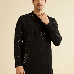Manyavar Men Ethnic Motifs Embroidered Regular Sequinned Kurta with Pyjamas image 5