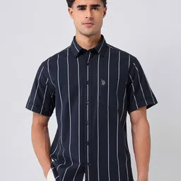 U.S. Polo Assn. 135Th Tailored Fit Striped Oxford Weave Pure Cotton Casual Shirt-picture-13