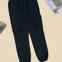 Pantaloons Junior Boys Solid Pure Cotton Mid-Rise Parachute Trousers-picture-12