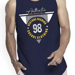 Woostro Pack Of 2 Printed Cotton Gym Innerwear Vests RS26 CMB (98 LGTGREEN) (98 NAVY) image 5