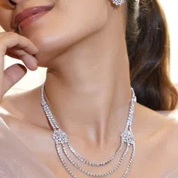 Rubans Rhodium-Plated Crystal & American Diamond-Studded Jewellery Set image 3