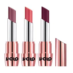 VOLO Set Of 3 Creme Matte Lipstick 3.5g Each - Plum 636-Dark Peach 637-Wine 647 image 1