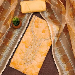 MANVAA Embellished Organza Unstitched Dress Material image 1