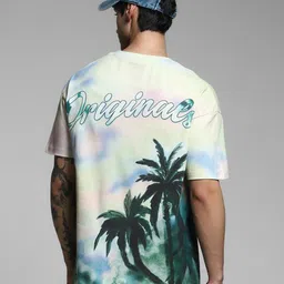 Jack & Jones Men Floral Printed Round Neck Cotton Oversized T-shirt-picture-52