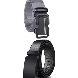 SHOPGLOBAL Men Set Of 2 Textured Formal Slim Belts With Buckle Closure-picture-22