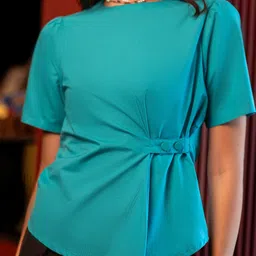 Virgio Women Pure Cotton Round Neck Regular Solid Short Sleeves Tops image 5