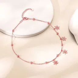 GIVA 925 Silver Rose Gold-Plated Frozen Charm Anklets-picture-58