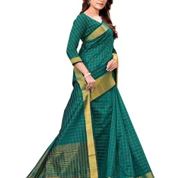 KALINI Checked Printed Zari Satin Saree image 4