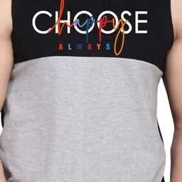 SLOWLORIS Pack Of 2 Printed Combed Cotton Gym Vests VSL26 CMB(CHS BLACKGREY)(KEEP PEACH) image 3