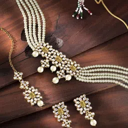 Peora Women Gold-Plated Kundan Studded Jewellery Set-picture-22