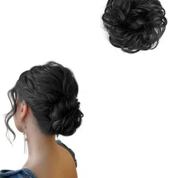 VIEWS Curly Halo Bun Premium Heat-Resistant Hair Extension - Black - 7 Inch-picture-40