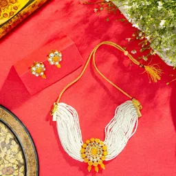Niscka Gold-Plated Beaded Studded Jewellery Set-picture-22