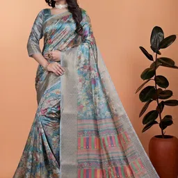 AdoreeStitch Floral Silk Blend Handloom Saree image 4