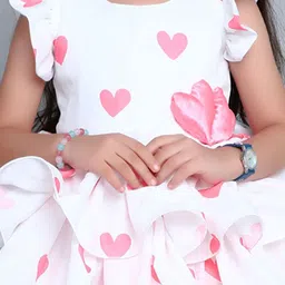 Pink Chick Print Flutter Sleeve Fit & Flare Dress image 2