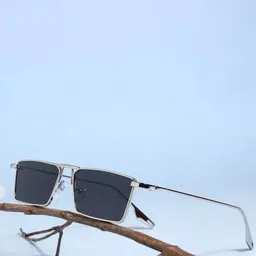 EYESACE Unisex Rectangle Sunglasses with UV Protected Lens Rebel-Silver-Blk-picture-10