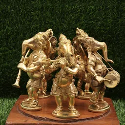 Exotic India Gold-Toned 5 Pieces Lord Ganesha Religious Idol Showpieces-image-71