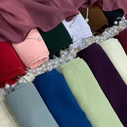 aedo pedo Solid Georgette Women Purple, Pink Scarf image 4