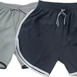 mokshii Pack of 2 Solid Men Grey, Black Hotpants, Night Shorts-picture-16
