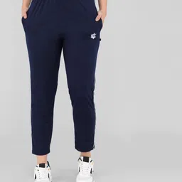 asdf Pack of 2 Women Solid Blue, Beige Track Pants image 4