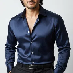 stovessy Men Regular Fit Dyed/Ombre Spread Collar Party Shirt image 1