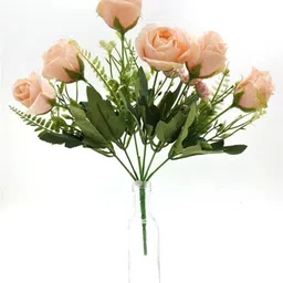 satyam kraft Artificial Peony Rose Flower for Home, vase Decoration and Craft (Peach, Pack of 1) Pink Peony Artificial Flower image 4