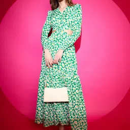 sheetal associates Women Fit and Flare Green Maxi/Full Length Dress image 2