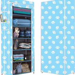 sb07 1 Door 6 Shelf Baby Foot Print PVC Collapsible Wardrobe-picture-12