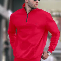 trend twist Men Full Sleeve Solid Sweatshirt image 4