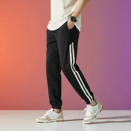 nivedanm Men Self Design Black Track Pants image 3