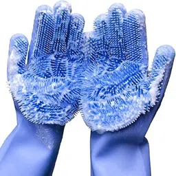 rhhg e com Silicone Dish Washing Magic Hand Gloves for Dishwashing,Pet Grooming,Bathroom* Wet and Dry Glove-picture-23