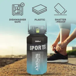 grafftee Sports Water Bottle 2000ml | Large Capacity Leakproof Gym & Travel Bottle 2000 ml Water Bottle image 2