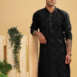anouk Men Embroidered Cotton Blend Straight Kurta-picture-19