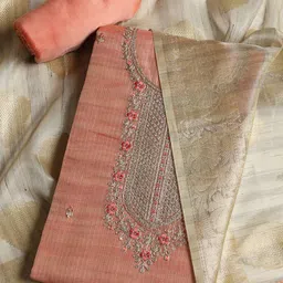 meena bazaar Unstitched Art Silk Salwar Suit Material Embroidered-picture-13