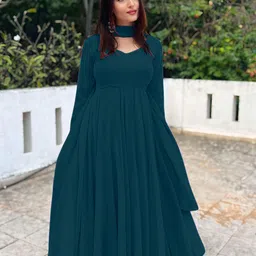 a a italia Solid Georgette Stitched Anarkali Gown-picture-34