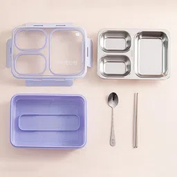 rbgiit Stainless Steel Lunch Box Daily Food Tiffin Carrier for Rural School Students 3 Containers Lunch Box-picture-16