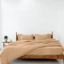 Beige 100% Cotton 400 Heavy Winter Single Bed Comforter by SLEEPING OWLS image 1