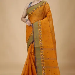 tant story Woven Tant Pure Cotton Saree image 4