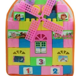 oddeven 58 Pieces Block Set - Train, House, Bed, Counting Blocks etc-picture-19