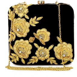 zari and fashion Party Black Clutch image 4