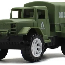 Friction Powered Plastic military|army|battlefield truck Green with rear cover-image-88