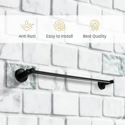 u-s-f bath accessories Towel Rod|Towel Hanger Towel Rod for Bathroom/Stand/Bathroom Accessories Black Towel Holder image 5